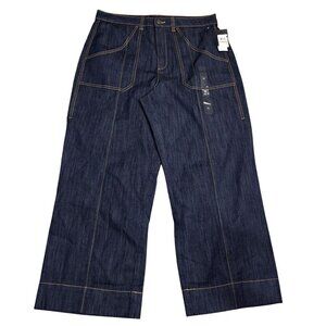 NWT Tommy Hilfiger High Rise Wide Leg Ankle Jeans 12 Dark Wash Denim MSRP $100